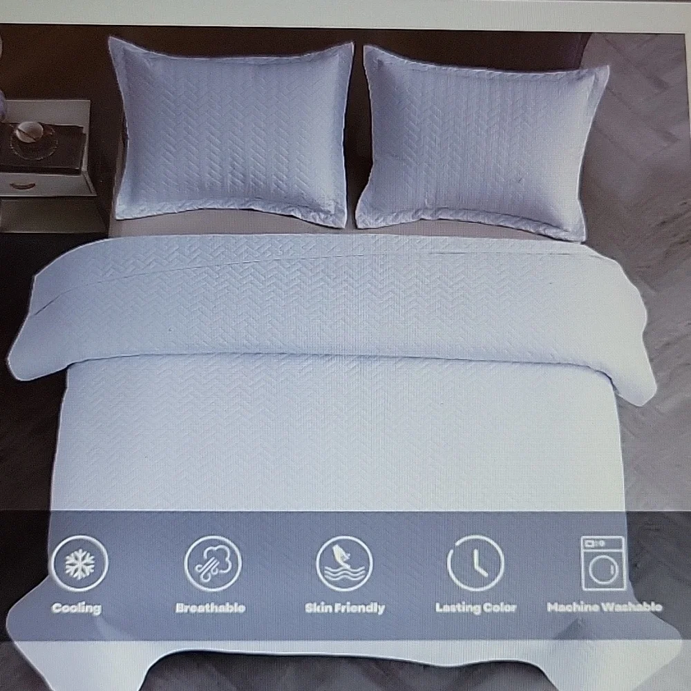 Maple&Stone 3pc chevron white lightweight quilt set King 106